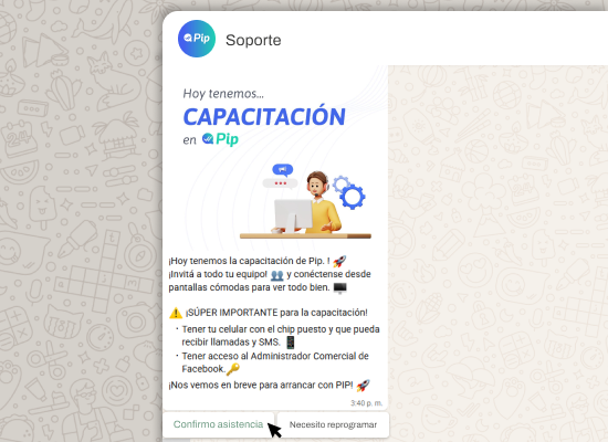 Plantilla de WhatsApp con botones interactivos